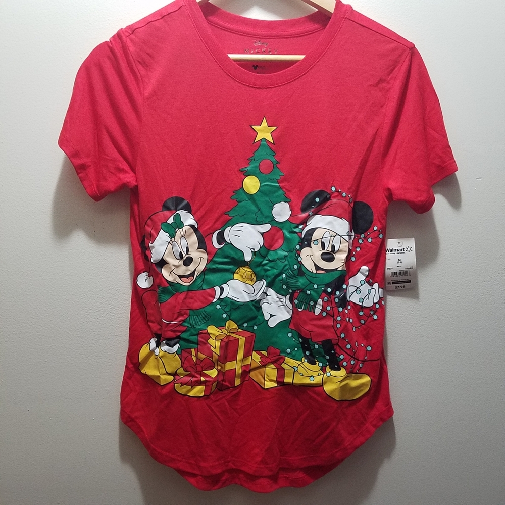 Disney Red Mickey and Minnie Christmas Tee